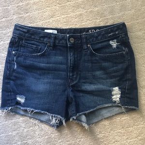 EUC Gap 1969 blue denim slim cut-offs shorts